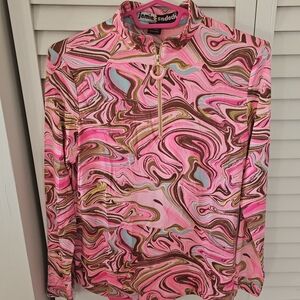 Jamie Sadock Pink and Brown Swirl Zip Top